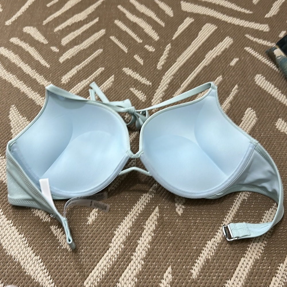 NWT Victoria's Secret Swimsuit Top 38C Blu Green Shimmer Bombshell Add‎ Two Cups - Picture 14 of 17